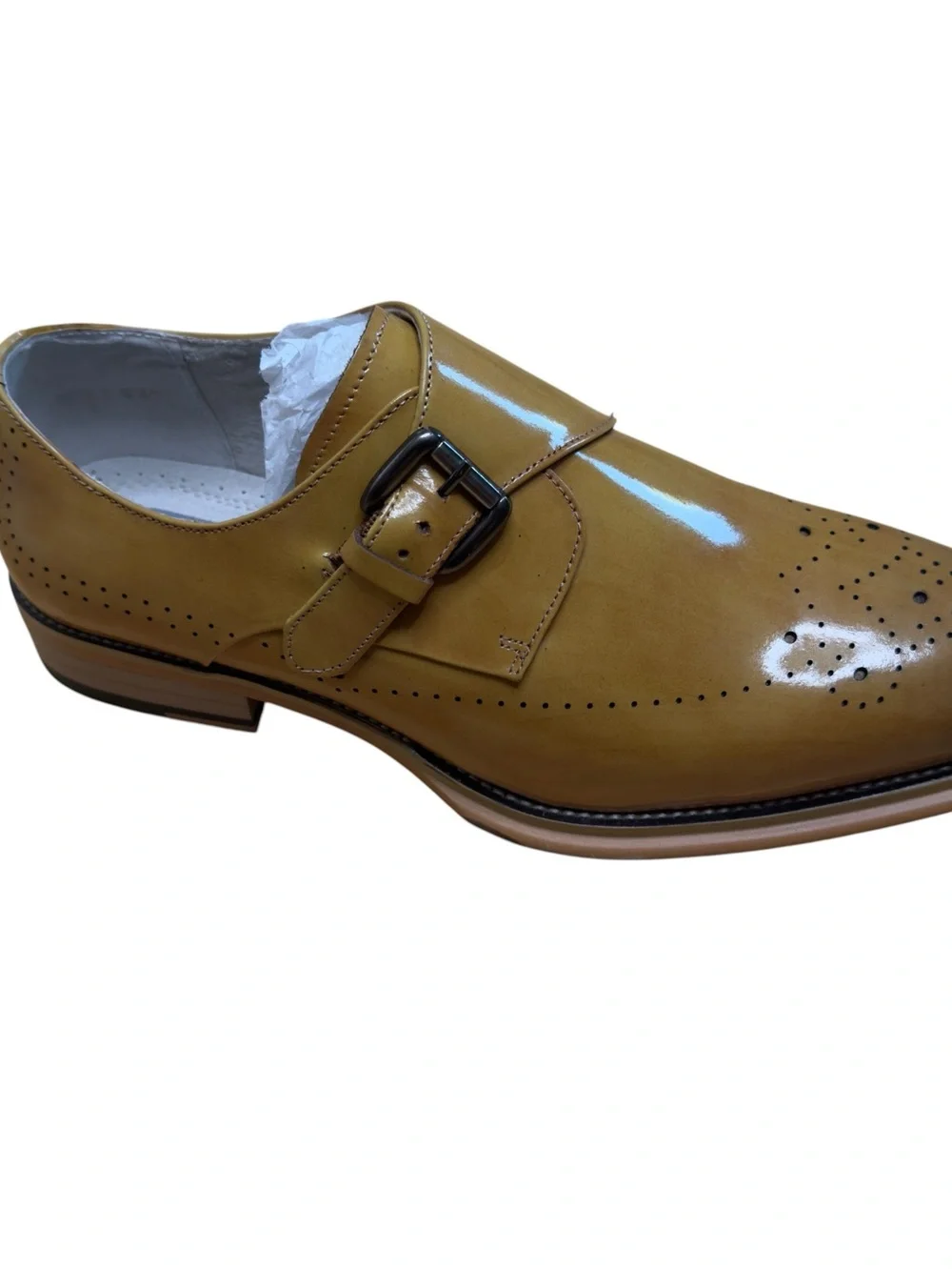 Giovanni Handmade Burnished Cognac Leather Monk Strap Dress Shoes Men’s 9 NWOT